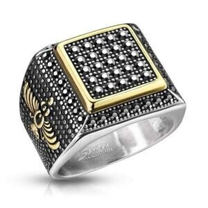 New‎ stainless steel ring with CZs size 9